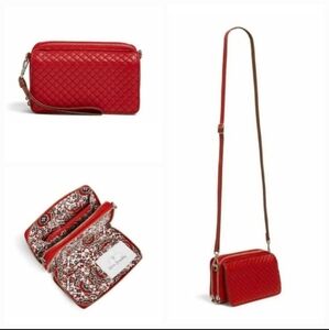 Vera Bradley Cardinal Red Genuine Leather Crossbody Wallet